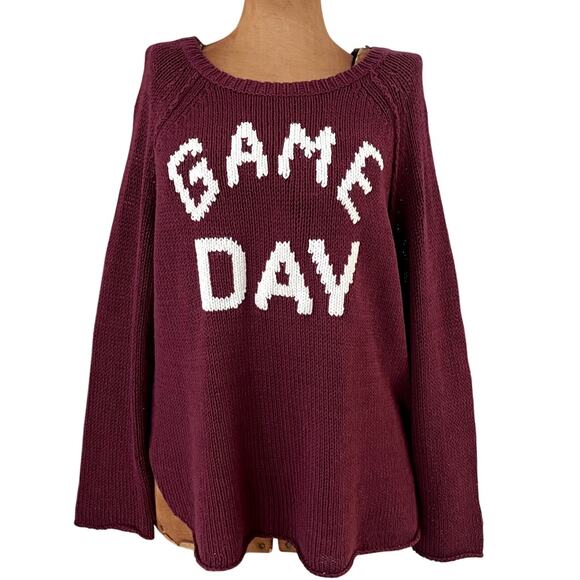 Wooden Ships Sz M/L Game Day Pullover Sweater Maroon Cotton Fan Gear Sporty - Picture 1 of 11